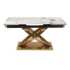 LAURES VINTINO Rozkladací stôl RONNY 160–240 cm Biely mramor / Zlatá 4
