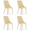 LAURES VINTINO Set 4 stoličiek IMOLA svetlý béžový zamat nohy vo farbe dreva 1