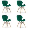 LAURES VINTINO Set 4 zamatových kresiel LAGO zelené 1