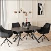 LAURES VINTINO Zostava Rozkladací Stôl LUKAS 100-250 cm Čierny a 4 Čalúnené Stoličky MUMBAI 2 Čierne Velvet. 4