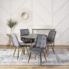 LAURES VINTINO Jedálenská zostava stôl AMADORA 100 cm a 4 čalúnené stoličky MYA sivý glamour 2