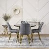 LAURES VINTINO Jedálenská zostava stôl AMADORA 100 cm a 4 čalúnené stoličky MYA sivý glamour 9