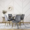 LAURES VINTINO Jedálenská zostava stôl AMADORA 100 cm a 4 čalúnené stoličky MYA sivý glamour