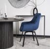 Otočné Kreslo MESSINA modré zamat čierne nohy
