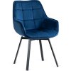 Otočné Kreslo MESSINA modré zamat čierne nohy