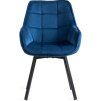 Otočné Kreslo MESSINA modré zamat čierne nohy