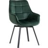 Otočné Kreslo MESSINA zelená zamat čierne nohy