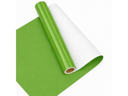 Lesklá limetkově zelená samolepicí fólie – role s pohledem na strukturu a povrch