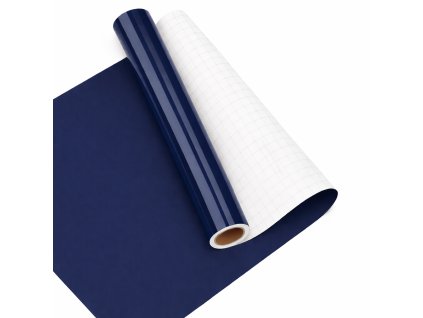 Lesklá tmavě modrá samolepicí fólie – role s pohledem na strukturu a povrch