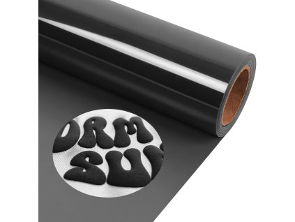 Puff černá nažehlovací fólie na textil – role s pohledem na strukturu a povrch