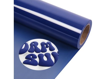 Puff modrá nažehlovací fólie na textil – role s pohledem na strukturu a povrch