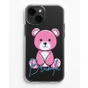 Inspirace pro použití růžové samolepicí vinylové fólie – roztomilý motiv medvídka se jménem na průhledném krytu telefonu.