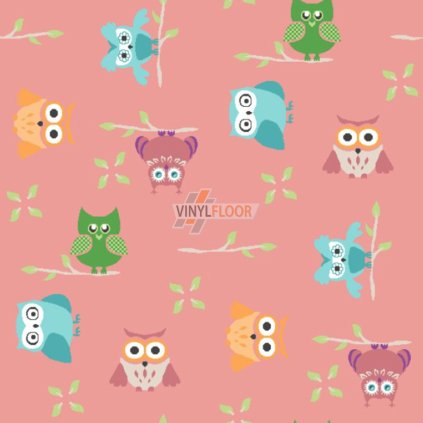 Koberec dětský Sovička 5231 růžový Vinylfloor