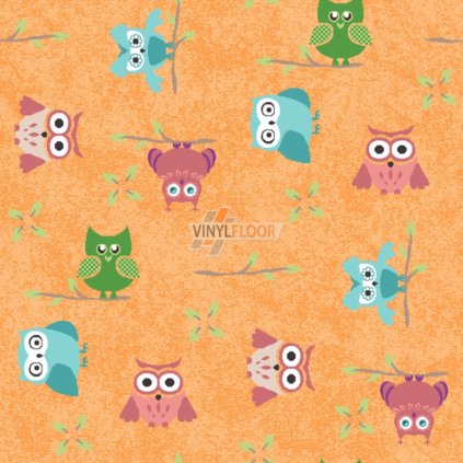 Koberec dětský Sovička 5248 oranžový Vinylfloor