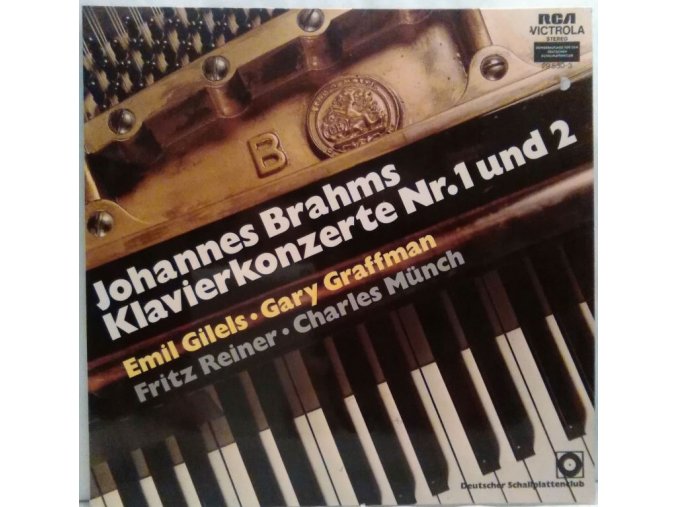 2LP Johannes Brahms : Emil Gilels, Gary Graffman, Fritz Reiner, Charles Münch ‎– Klavierkonzerte Nr. 1 Und 2