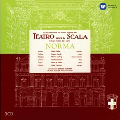 VINYLO.SK | CALLAS, MARIA / CHRISTA LUDWIG / FRANCO CORELLI / CHORUS & ORCHESTRA OF LA SCALA MILAN / TULLIO SERAFIN ♫ BELLINI: NORMA (1960) [3CD] 0825646340842