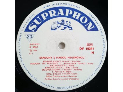 HANA HEGEROVÁ Šansony s Hanou Hegerovou (LP BAZÁR)
