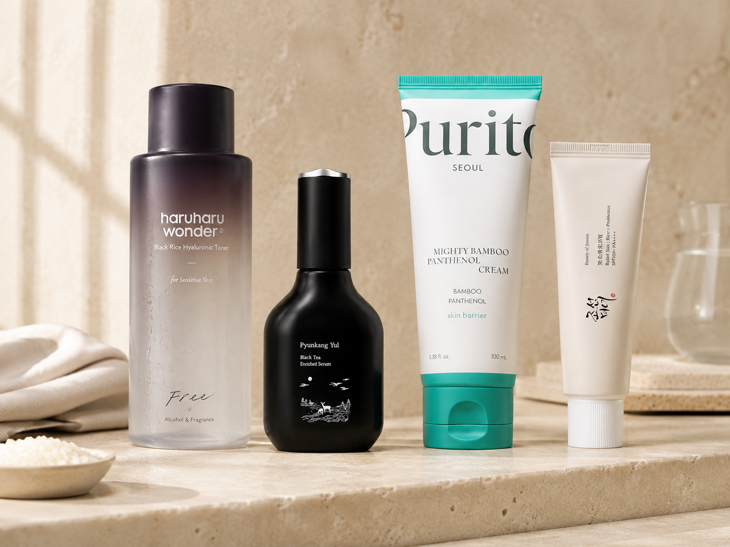 Prémiová slow aging K-beauty rutina s hydratačním tonerem, sérem, krémem a SPF