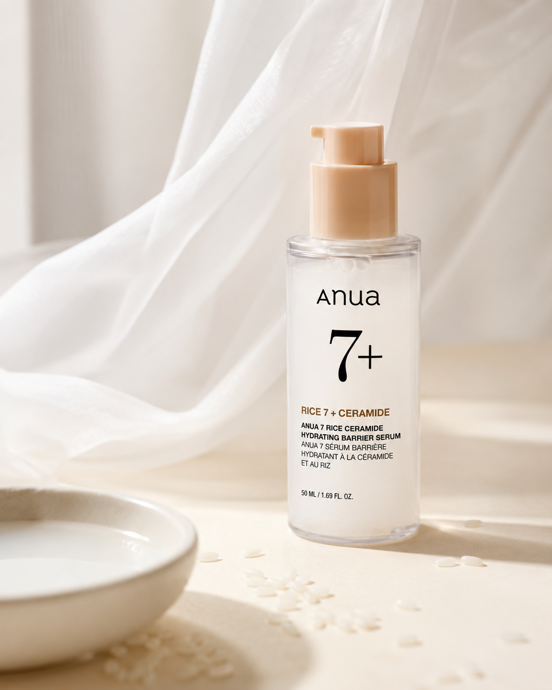 ANUA 7 Rice Ceramide Hydrating Barrier Serum pro jemnější glow a měkčí pocit pleti