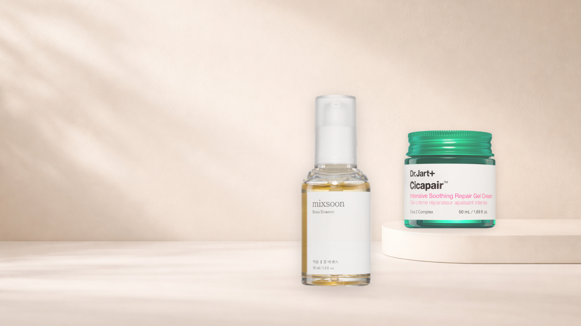 Doporučené DUO mixsoon Bean Essence a Dr.Jart+ Cicapair Gel Cream pro pleť, která pne a reaguje