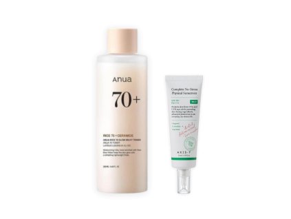 ANUA Rice 70 Glow Milky Toner + Complete No Stress Physical Sunscreen SPF 50+
