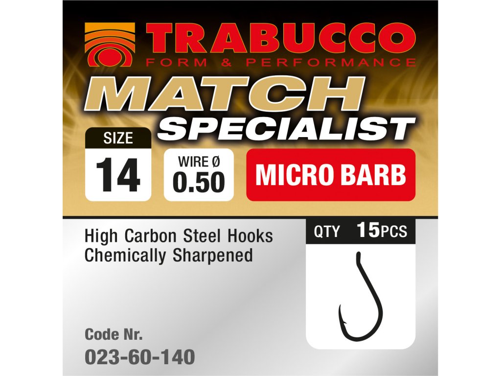 Trabucco háčky Match Specialist 15ks (Varianta vel. 10)