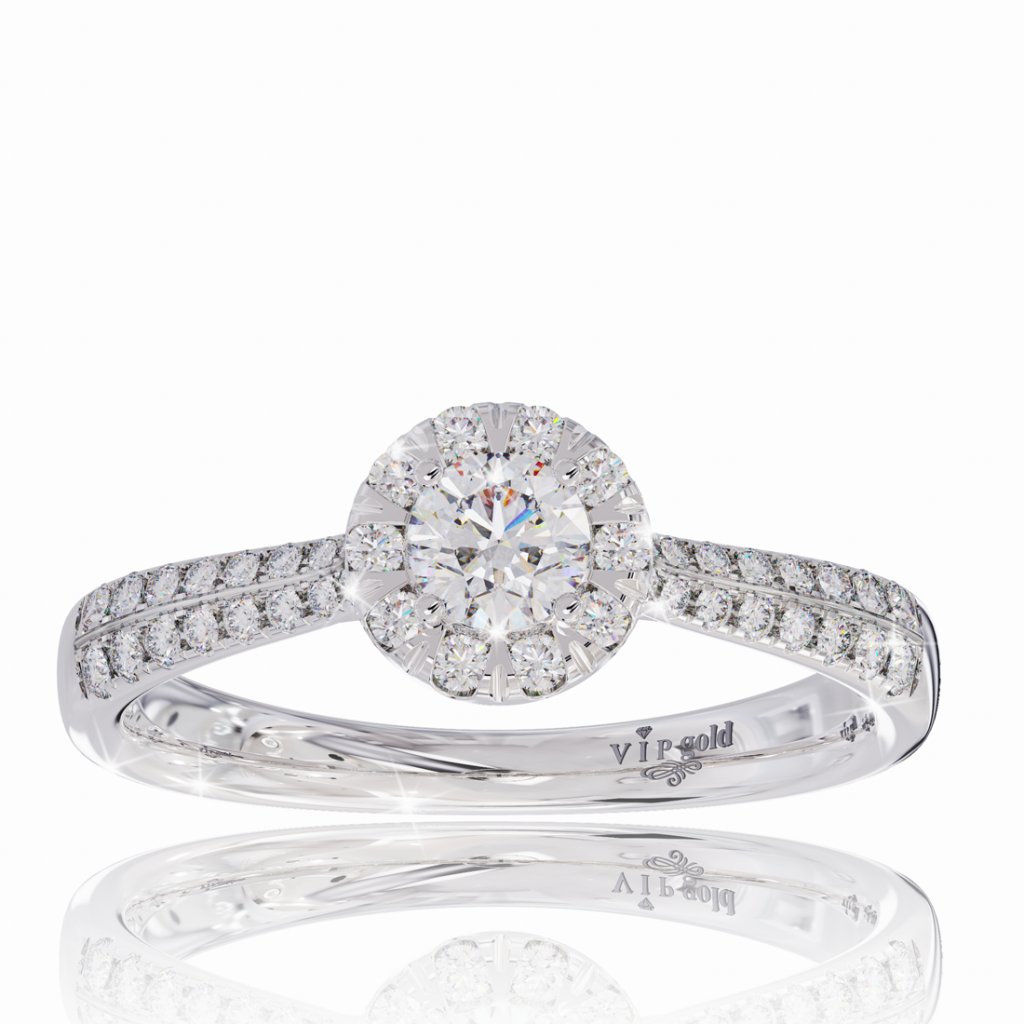 Zásnubný prsteň s briliantmi v bielom zlate R330-44053