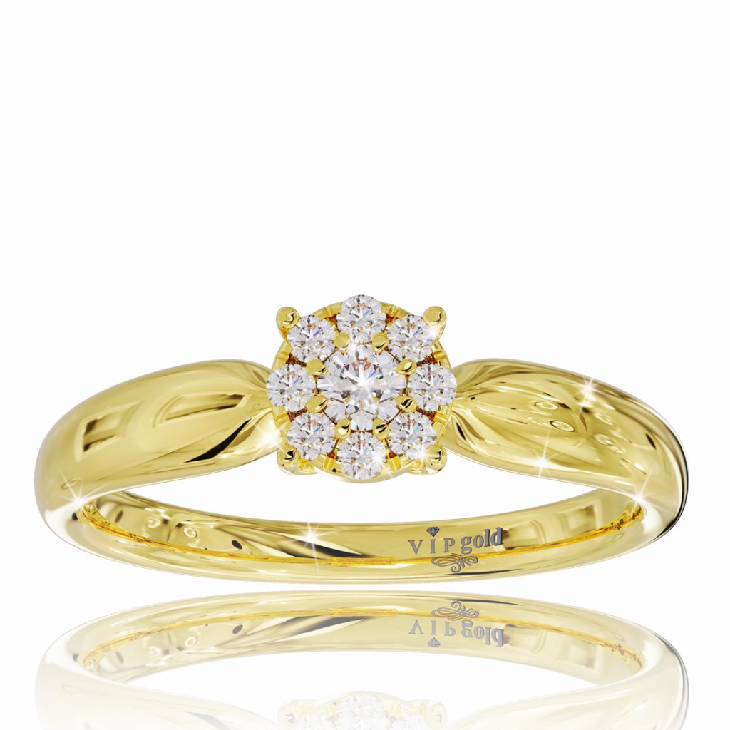 Zásnubný prsteň s briliantmi v žltom zlate R328-63650z