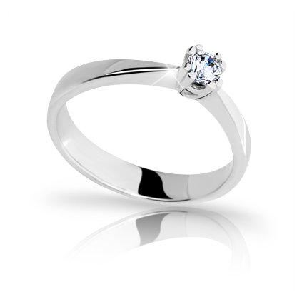 Zlatý prsteň so zirkónom v bielom zlate, 14K
