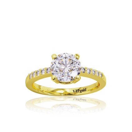 Zlatý prsteň so zirkónmi zo žltého 14K zlata