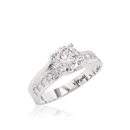 Netradičný prsteň z bieleho zlata 14K