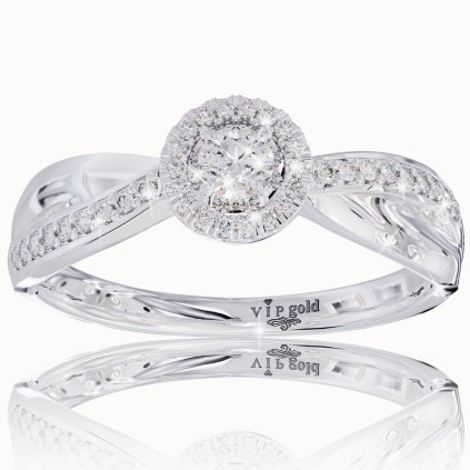 Zásnubný prsteň Regina s briliantmi z bieleho zlata, 14K