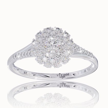 Prsteň Soleil s briliantmi v bielom zlate 14K