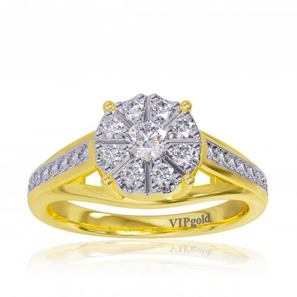 Zásnubný prsteň s briliantmi v žltom zlate R328-59307z