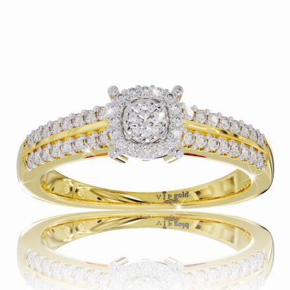 Zásnubný prsteň s briliantmi zo žltého zlata, 14K