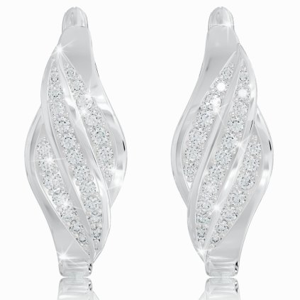Elegantné visiace náušnice s diamantmi, biele 14K zlato