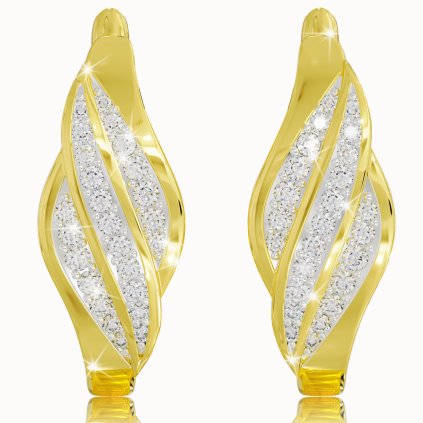 Elegantné visiace náušnice s diamantmi, žlté 14K zlato