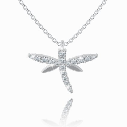 Celebritka vážka Dragonfly, biele zlato, 14K
