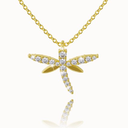 Celebritka vážka Dragonfly žlté zlato, 14K