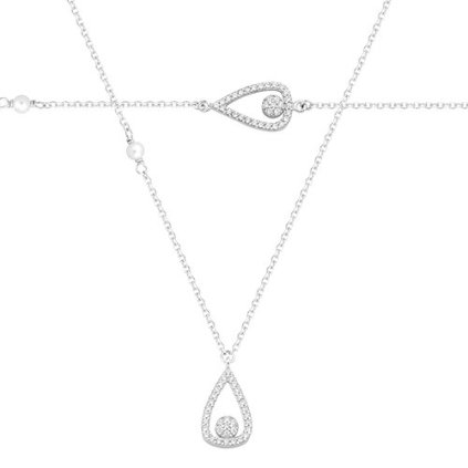 Gold set with a unique pattern with zircons, white 14K gold