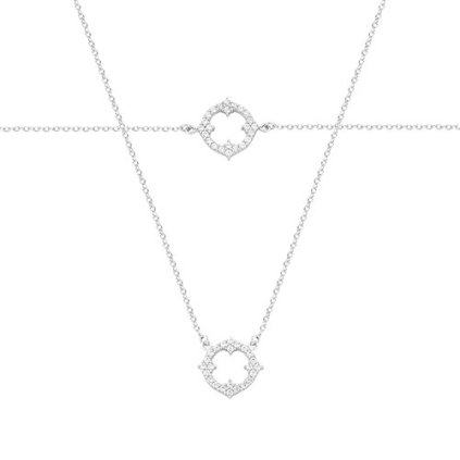Women's set in white gold with zircons, 14K white gold