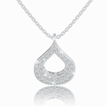 Delicate gold necklace with pendant with zircons made of 14K white gold