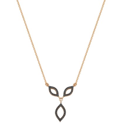 Elegant necklace decorated with black zircons, 14K rose gold