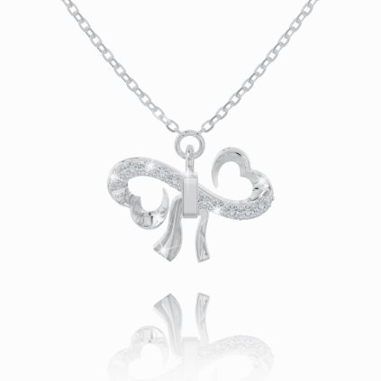 Celebrity Bow with zircons, 14K white gold