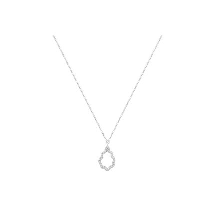 Celebrity with a pendant with zircons in white gold, 14K