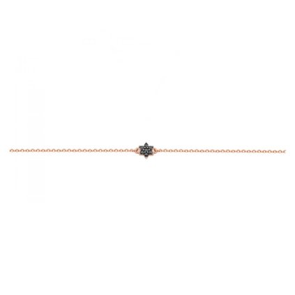 Minimalistický náramok z ružového zlata s čiernymi zirkónmi, 14K