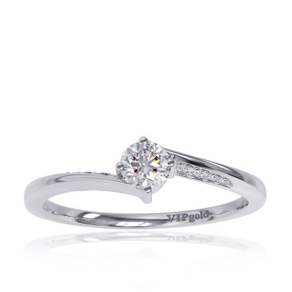 Prsteň s briliantmi z bieleho zlata 14K