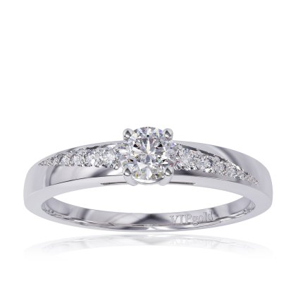 Zásnubný prsteň Edeline s briliantmi v bielom zlate 14K