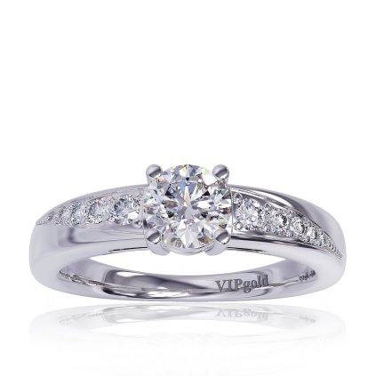 Zásnubný prsteň Caroline s briliantmi v bielom zlate 14K