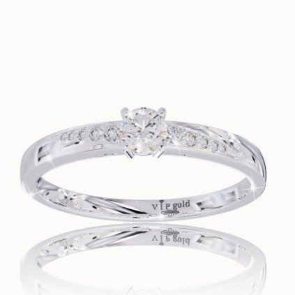 Zásnubný prsteň Melanie s briliantmi v bielom zlate 14K